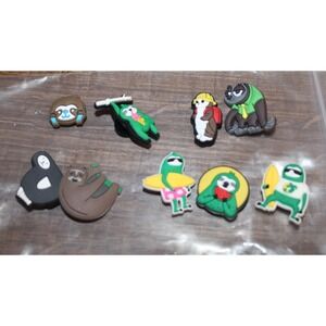 Sloth Jibbitz Shoe Charms Lot of 9 Surfer Business Snack Sloths for Clogs PVC
